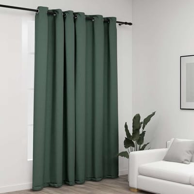 vidaXL - Gordijn - linnen-look - verduisterend - met - ogen - 290x245 - cm - groen