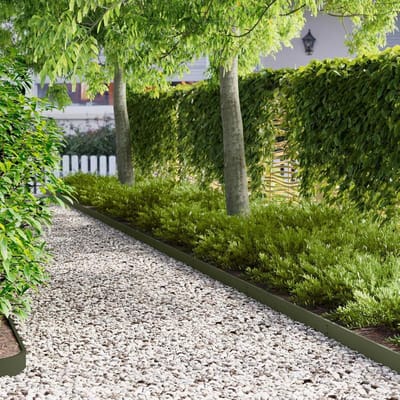 Gazonrand 20 Stuks - Tuinrand Staal - Tuin Op Orde - Flexibel Weerbestendig - 103 x 10 cm - Olijfgroen
