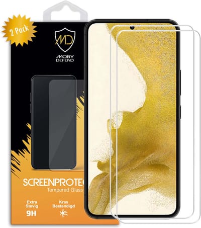 2-Pack MobyDefend Screenprotectors - Geschikt voor Samsung Galaxy S22 - Case-Friendly Screensavers - Gehard Glas