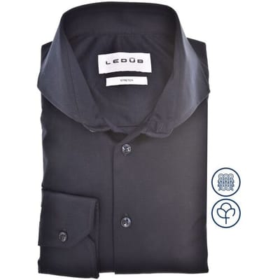 Ledûb Overhemd Cotton Jersey Stretch Shirt Donker Blauw / male