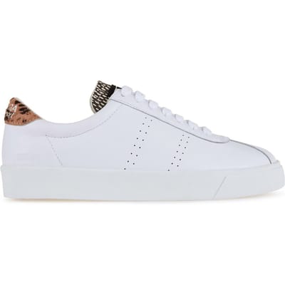 Superga Dames/Dames 2843 Sport Club S Hertenprint rundleren sportschoenen (Wit/Bruin/Marshmallow)