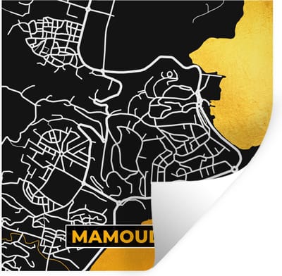 Muurstickers - Sticker Folie - Plattegrond – Kaart – Frankrijk – Stadskaart - Mamoudzou - 100x100 cm - Plakfolie - Muurstickers Kinderkamer - Zelfklevend Behang XXL - Zelfklevend behangpapier - Stickerfolie