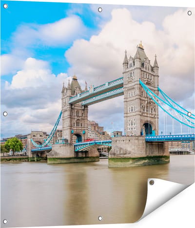 Gards Tuinposter Tower Bridge in Londen - 80x80 cm - Tuindoek - Tuindecoratie - Wanddecoratie buiten - Tuinschilderij