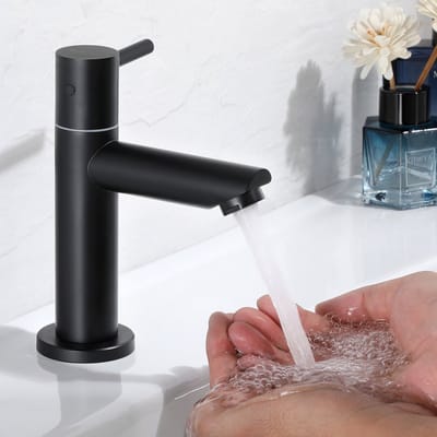 CECIPA max Wastafelkraan koud water - Koudwaterkraan Zwart - Badkamerkraan Koudwaterkraan - Waterbesparend Wastafelkraan - Zwart