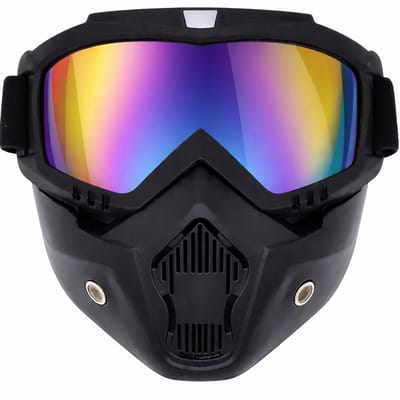 Motor Masker – Ski Bril – Scooter – Helm – Snowboardbril – Airsoft Masker – Multifunctioneel – Zwart / Parelmoer Vizier – Gezichtsbescherming met Goggle – Anti-Fog Lens – Verstelbare Band – One Size – Voor Motor, Wintersport en Outdoor Gebruik