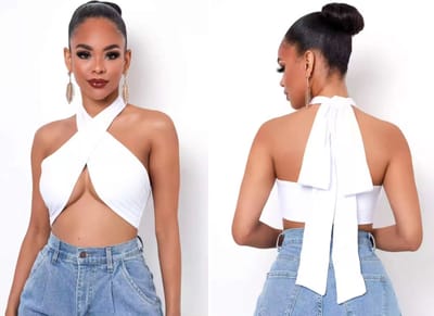 ASTRADAVI Damesmode - Top - Bandeau Crop Top - Extra Lang Extra lang en op Meerdere Manieren te Dragen - One Size / Wit