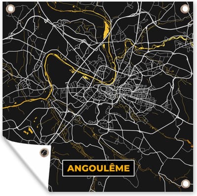 Tuin poster Kaart - Plattegrond - Frankrijk - Angoulême - Stadskaart - 200x200 cm - Tuindoek