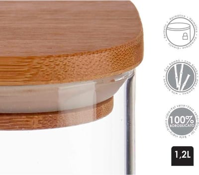 Blik Bruin Transparant Bamboe Borosilicaatglas (1200 ml)