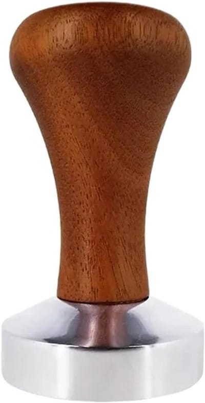 Espresso Tamper - Koffie Barista Tool - Rijke Koffie Zetten - Platte Roestvrij Staal Basis - 51/53/58mm - Hout/Zilver