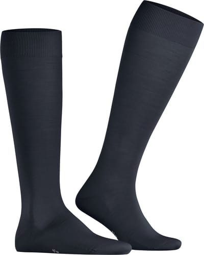 FALKE ClimaWool lang eenkleurig wol lyocell kniekousen heren blauw - maat 39-40