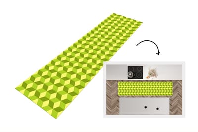 Keukenloper - Loper keuken - Patroon - Groen - Blokken - 200x50 cm - Keukenloper vinyl