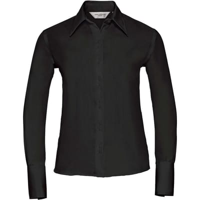 Russell Collection Dames/Dames Ultimate Non-Iron Shirt met Lange Mouwen (Zwart)