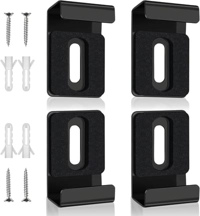 Muurbevestiging voor spiegels, 4 stuks, zwarte houder voor brede spiegels, inclusief schroeven en pluggen, geschikt voor 17-19 mm dikte