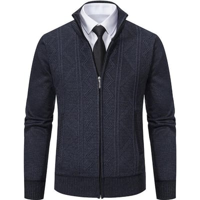 Cardigan d'hiver pour homme, veste pull à col montant, tricot épais 3XL