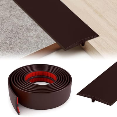 Overgangsprofiel Vloer - T-profiel Drempel - Vloeren Egaliseren - Zelfklevend PVC Materiaal - 5 cm x 3 m - Bruin