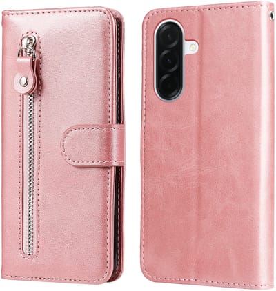 Roze wallet book-case rits hoesje - Telefoonhoesje geschikt voor Samsung Galaxy A37 5G / A36 5G