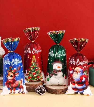 50 stuks kerstzakjes - snoepzakjes - trakatiezakjes 27,5 x 12,5 cm met sluitingen