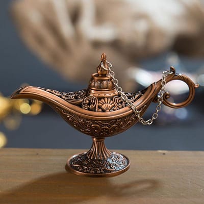 12 cm(4,7 )Klassiek Zeldzaam Holle Legende Aladdin Magische Geest Lampen Rookwaren Branders Retro Wens Olie Lamp Huisdecoratie Cadeau
