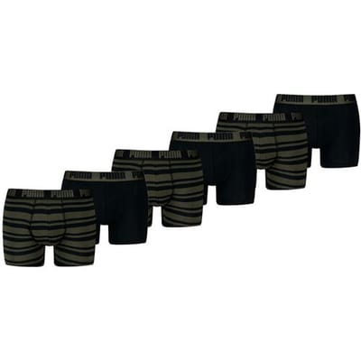 Puma Boxershorts Everyday Heritage Stripe - 6 pack - Donkergroen - Heren Ondergoed - Maat S