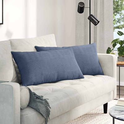 vidaXL - Zitkussens - 2 - pcs - Blauw - 80 - x - 40 - cm - Corduroy - stof