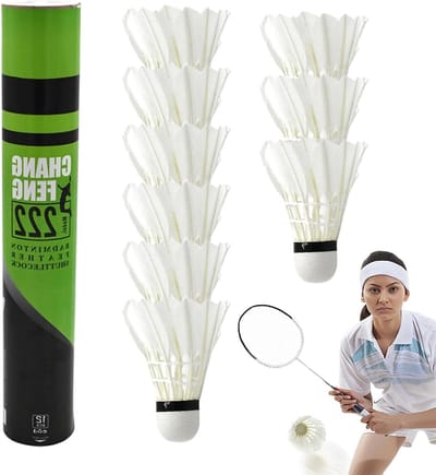Badminton Shuttles - Veerballen - Training en recreatie - Duurzame eendenveren - 12 stuks - Wit