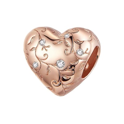 Vintage hart rose gold plated bedel | bedels voor armband | heart bead | Zilverana | geschikt voor alle bekende merken | 925 zilver | moederdag