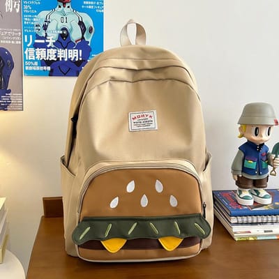 Koreaanse Versie van Niche Design Sense Hamburger Schattig Grote Capaciteit Campus Casual Rugzak Reisrugzak Middelbare School Studenten Boek .