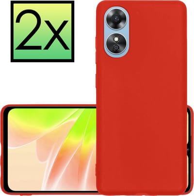 Hoesje - 2 Stuks - Geschikt voor OPPO A17 - Sterk & Shockproof - Case Siliconen - Back Cover - Telefoon Hoes - Rood