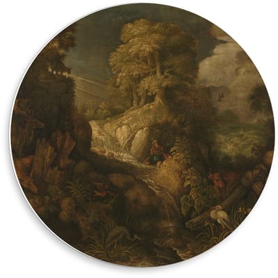 KuijsFotoprint - Schilderij - Oude Meesters Elia Door De Raven Gevoed. Roelandt Savery. - Wit, Groen En Bruin - 50 X 50 Cm