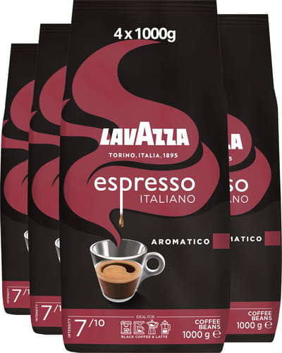 Lavazza Espresso Italiano Aromatico Koffiebonen - Koffie Blend van Robusta en Arabica Bonen - Intensiteit 8/10 - 4 x 1 kg