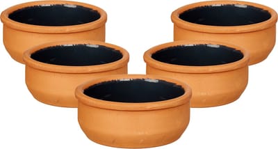La Dehesa Tapas/creme brulee serveer schaaltjes - 18x - mini - terracotta/zwart - 8 x 4 cm