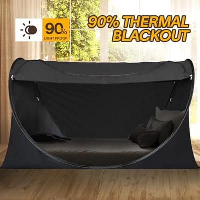 Bedluifel tent voor binnen - Pop-up slaap tent met privacy en ademend grijs ontwerp