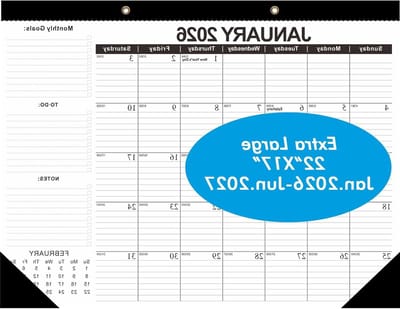 Wandkalender 2025 - Jaarkalender Planner - Planning en Organisatie - 18 Maanden Overzicht - 22 x 17 Inch - Wit