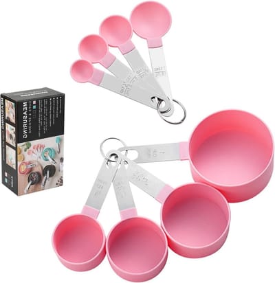 Maatbekerset Keuken - Maatlepels Roze - Bakken en Koken - 8 Delige Set - 236 ml - Roze
