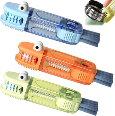 Thijox - Rietjes Borstel Set 3 in 1, Multifunctionele Flessenborstel en Mini Reinigingsborstel voor Spleten, Draagbare Reinigingsset voor Thuis, Reize