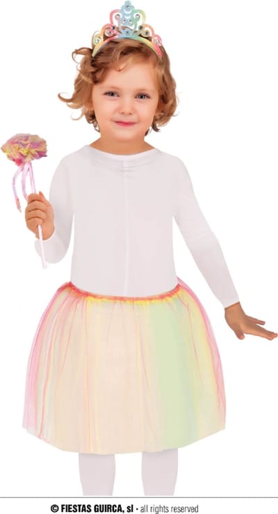 Fiestas Guirca - Regenboog prinses verkleedset - diadeem, staf, tutu