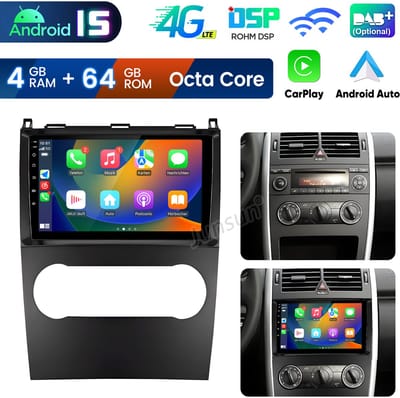 Junsun Android 15 autoradio Geschikt voor Mercedes-Benz A/B-klasse W169 W245 - Draadloze CarPlay & Andriod Auto - GPS-navigatiesysteem - Bluetooth - Stuurwielbediening - WiFi - 9-inch Touchscreen - 4GB+64GB - RDS -FM