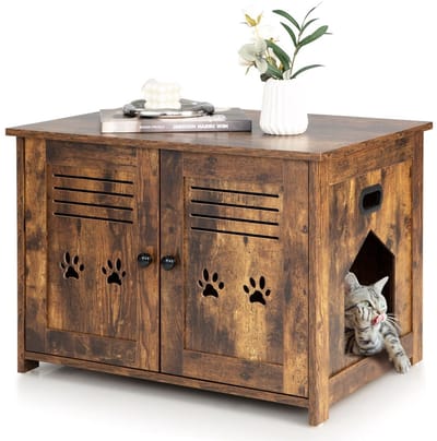 Kattenbak ombouw - Kattenbak kast - Kattenmeubel - Kattenhuis - 70 x 51,5 x 50,5 cm (l x b x h) - Bruin