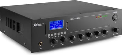100V versterker - Power Dynamics PPA30 - 100V versterker 30W met Bluetooth en mp3 speler - Ideaal voor kleine geluids- en omroepinstallaties