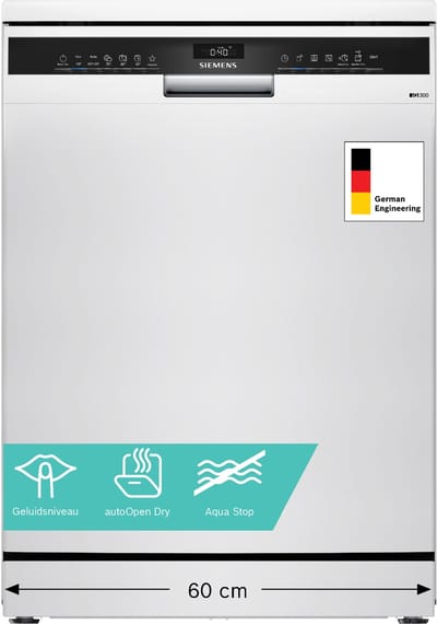 Siemens SN23EW28AE - iQ300 - Vrijstaande vaatwasser - 60 cm - Wit - Energielabel A - Home Connect - varioSpeed Plus je vaat tot wel drie keer zo snel schoon