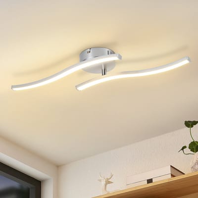 Glitzerlife - Plafondlamp Plafondlamp LED Plafondverlichting - modern golvend design - LED plafondlamp keuken woonkamer warm wit 3000K - energiezuinig oogvriendelijk - kunststof - 12W - zilver
