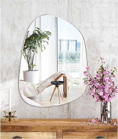 Zelfklevende Irreguliere HD Glazen Wandspiegel voor Make-up, Badkamer, Decoratie en Woonruimtes - Perfect voor Deur, Hal en Slaapkamer