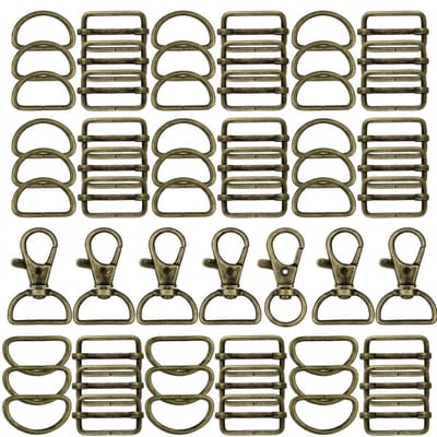 Bronskleurige sleutelhaak set 56 stuks metalen sleutelhanger onderdelen met draaibare lobster clasp, D ring en verstelgesp, geschikt voor sleutelhanger, tas en accessoire montage