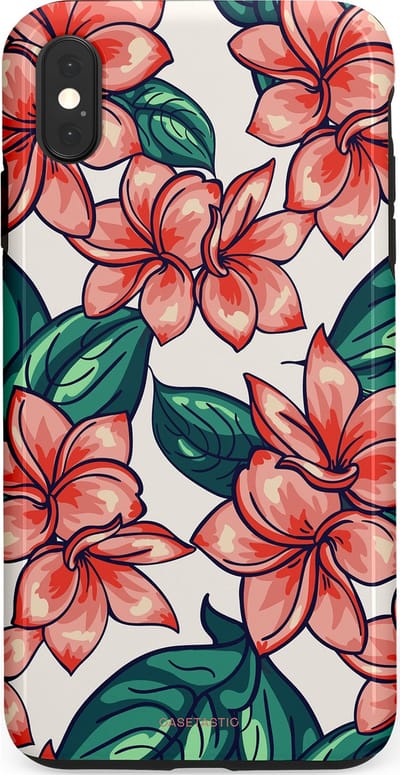 Casetastic hoesje geschikt voor Apple iPhone XS Max - Dubbellaagse bescherming - Bloemenparadijs - Fashion Case - Petrol Koraal Perzik Wit