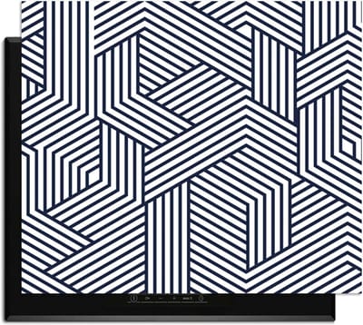 KitchenArt - Linear Labyrinth – Inductie Beschermer - 65x52 cm - Kookplaat Beschermer - Luxe Afdekplaat Inductieplaat - Anti-slip & Oprolbaar - Beschermmat Inductiekookplaat