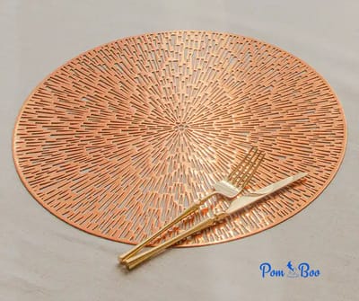 Placemats - Rond - 38 cm - 4 stuks - Onderlegger - Hitte bestendig - Kleur Brons - Open gewerkt
