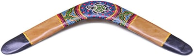 Boemerang Turtle – Grote 45 cm Boemerang met Schildpadmotief in traditionele Aboriginal Stijl
