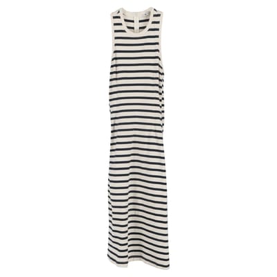 T Alexander McQueen gebreide gestreepte midi-jurk in blauwe wol