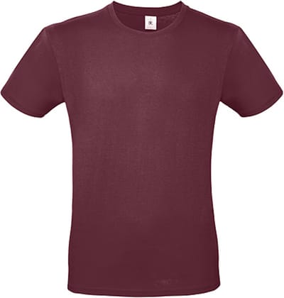 2-Pack herenshirt '150' met ronde hals B&C Collectie Burgundy Rood maat XS