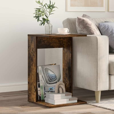 vidaXL - Bijzettafel - Rook - Eiken - 40 - x - 38 - x - 62,5 - cm - Bewerkt - hout